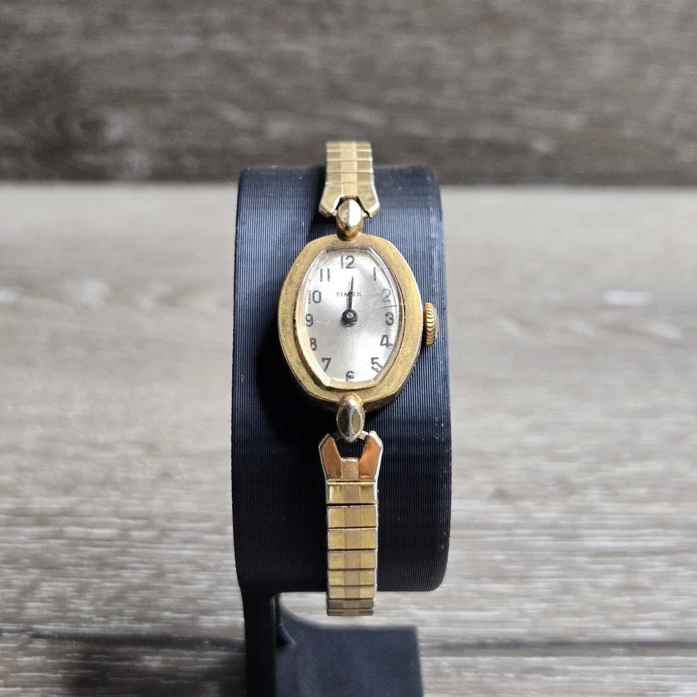 Vintage Timex Vintage Mechanical Womens Watch Gold Tone Expansion Band For Parts